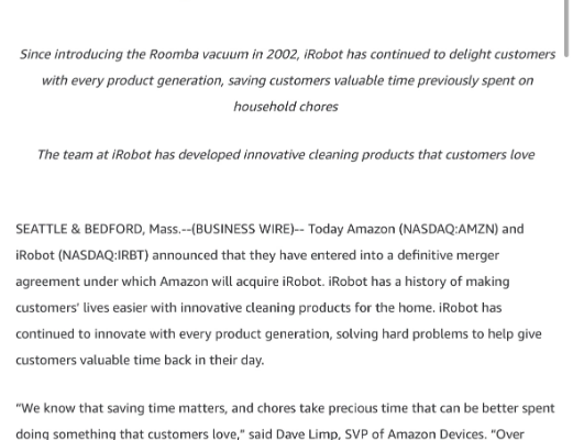 Amazon’s $1.7 Billion Bid to Acquire iRobot Faces Scrutiny by the European Commission