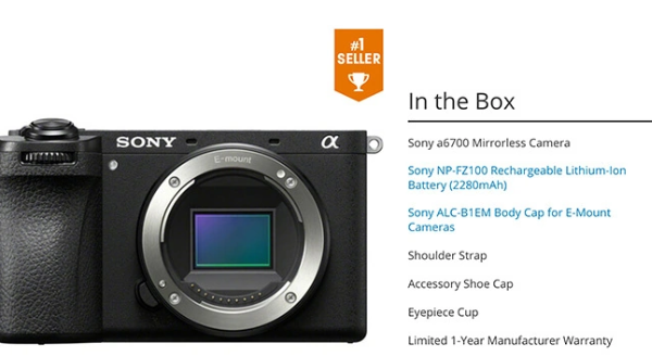 The A6700 Camera Release: No USB Cable or Charger Included