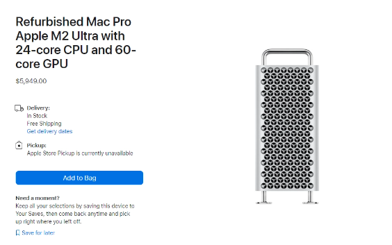 Apple Offers Refurbished 2023 Mac Pro with M2 Ultra Chip at 16% Off